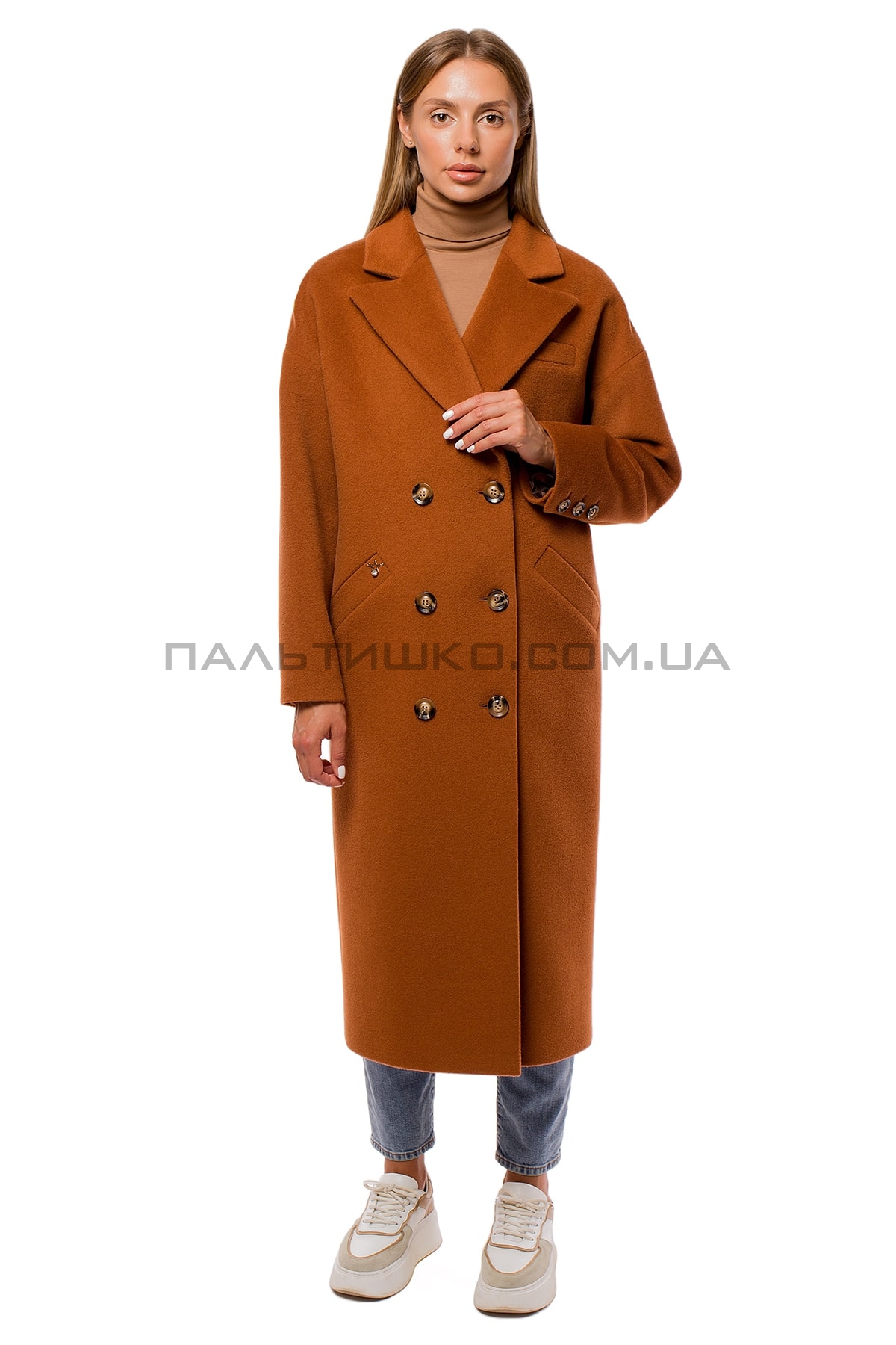  Женское пальто коричневое