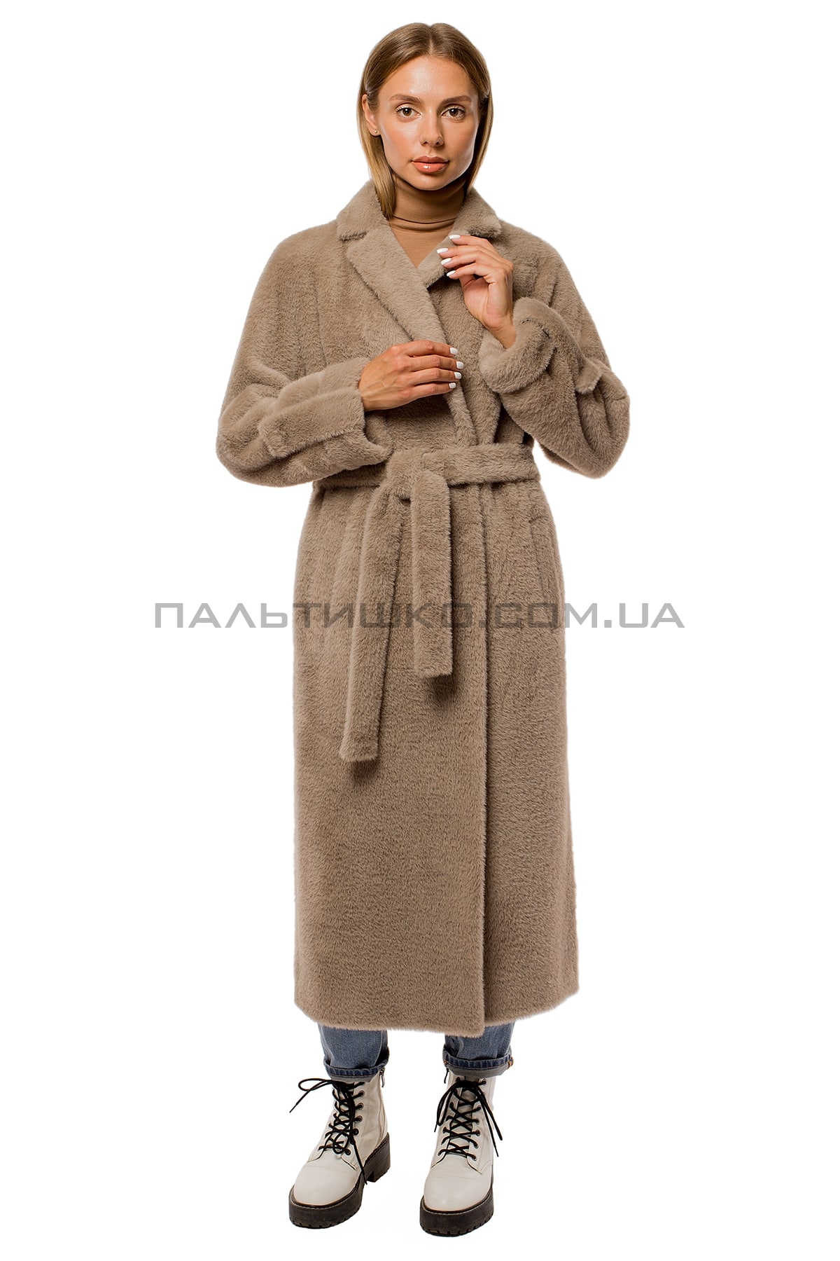  Жіноче пальто-шуба мокко