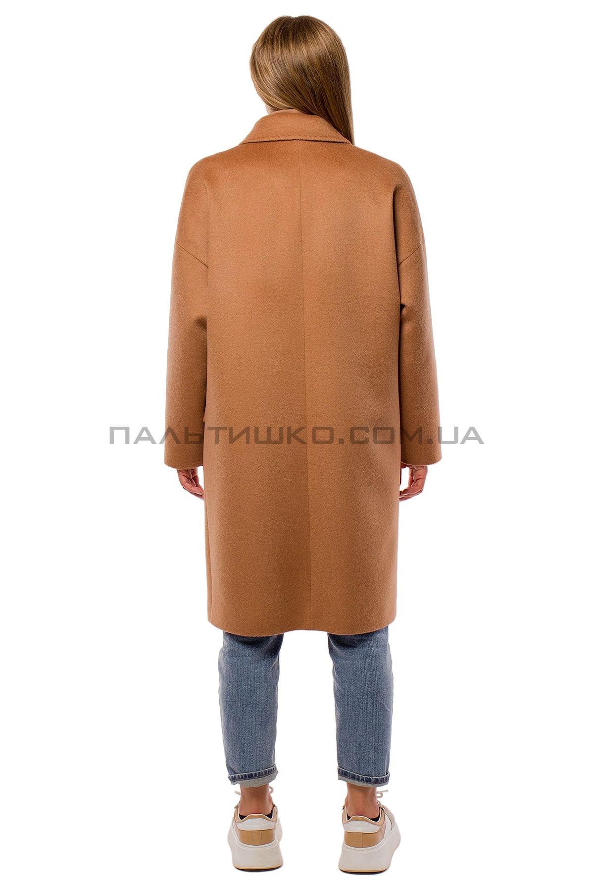  Пальто женское с карманами коричневое