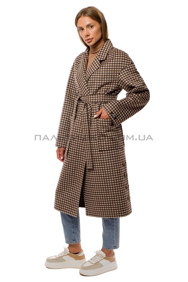 Stella Polare Женское стильное пальто гусиная лапка коричневое