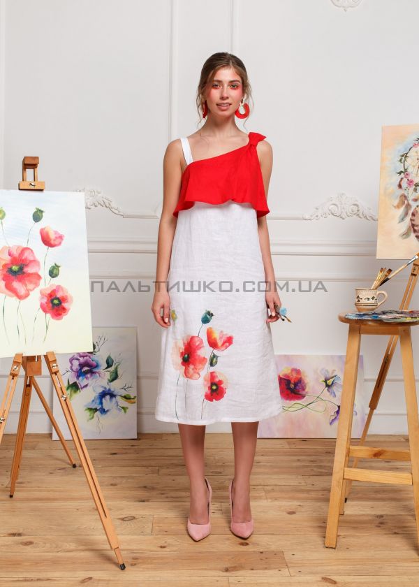 Stella Polare Платье красно-белое с маками