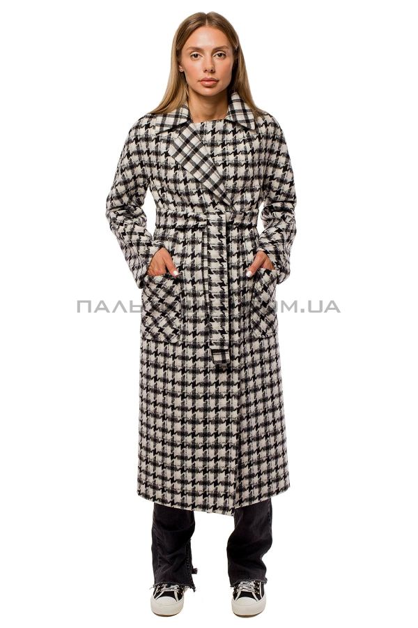 Stella Polare Женское стильное пальто гусиная лапка черно-белое